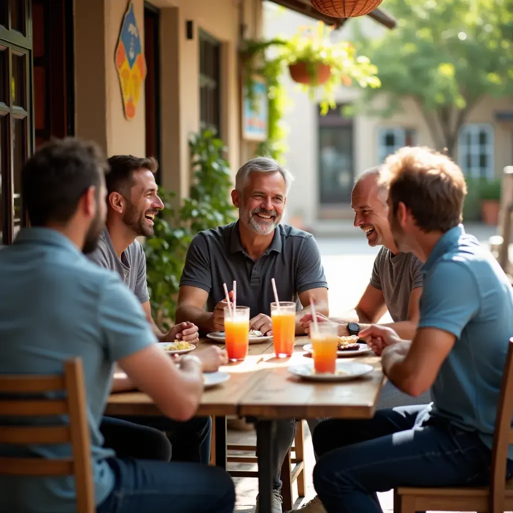 Grupo de hombres mayores entrenando juntos en un parque al aire libre.